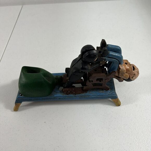 Vintage Cast Iron The Dentist Chair Pulling Teeth Mechanical Bank - Picture 7 of 12
